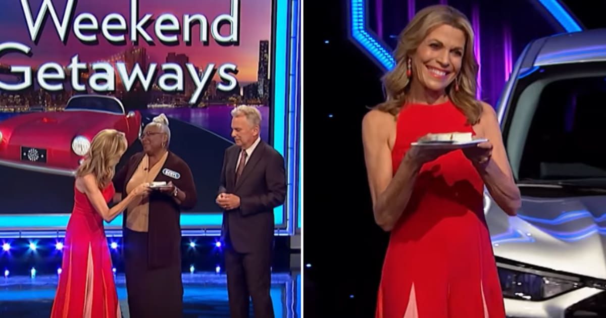 (L) Vanna White, contestant Beryl New, and Pat Sajak, (R) White on the sets of 'Wheel of Fortune' (Cover Image Source: YouTube Shorts | Wheel of Fortune)