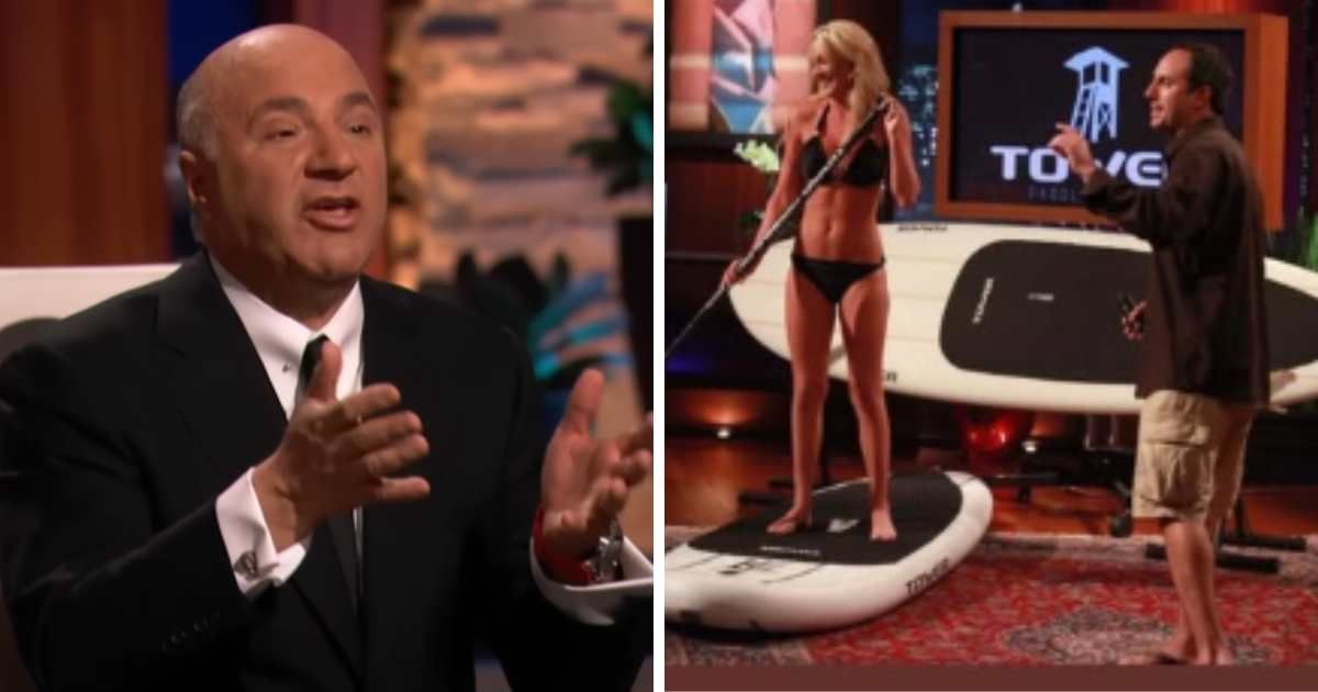 A screenshot of Kevin O'Leary and a picture of Tower Paddle Board founder during an episode of 'Shark Tank' (Cover Image Source: YouTube | Shark Tank)