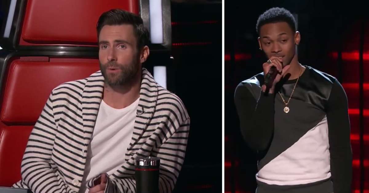 (L) Adam Levine and (R) Malik Davage in screenshots from 'The Voice' (Cover Image Source: YouTube | firstname lastname)