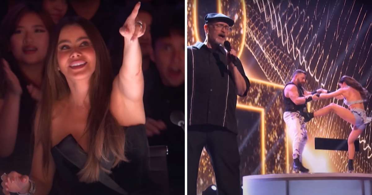 Screenshot of Sofia Vergara and past winners Richard Goddal, Billy and Emily England from 'America's Got Talent' Season 20 Episode (Cover Image Source: YouTube| AGT)