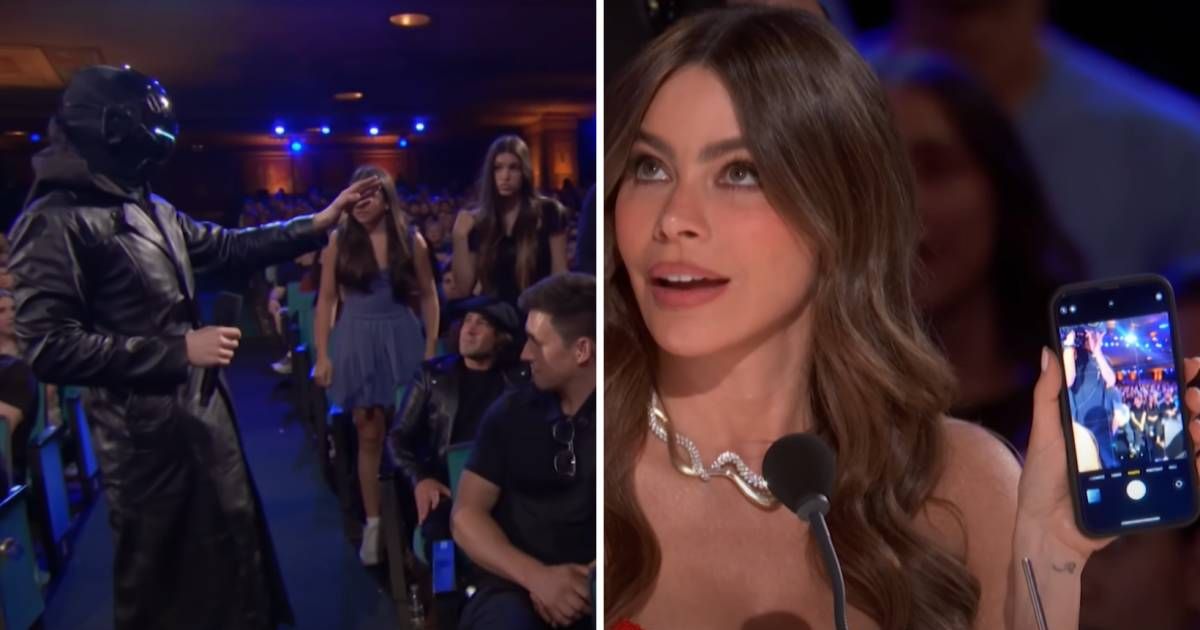 Screenshots of Magician Mastermind performing AI tricks with Sofia Vergara during 'America's Got Talent' Season 2 audition episode (Cover Image Source: YouTube | America's Got Talent)