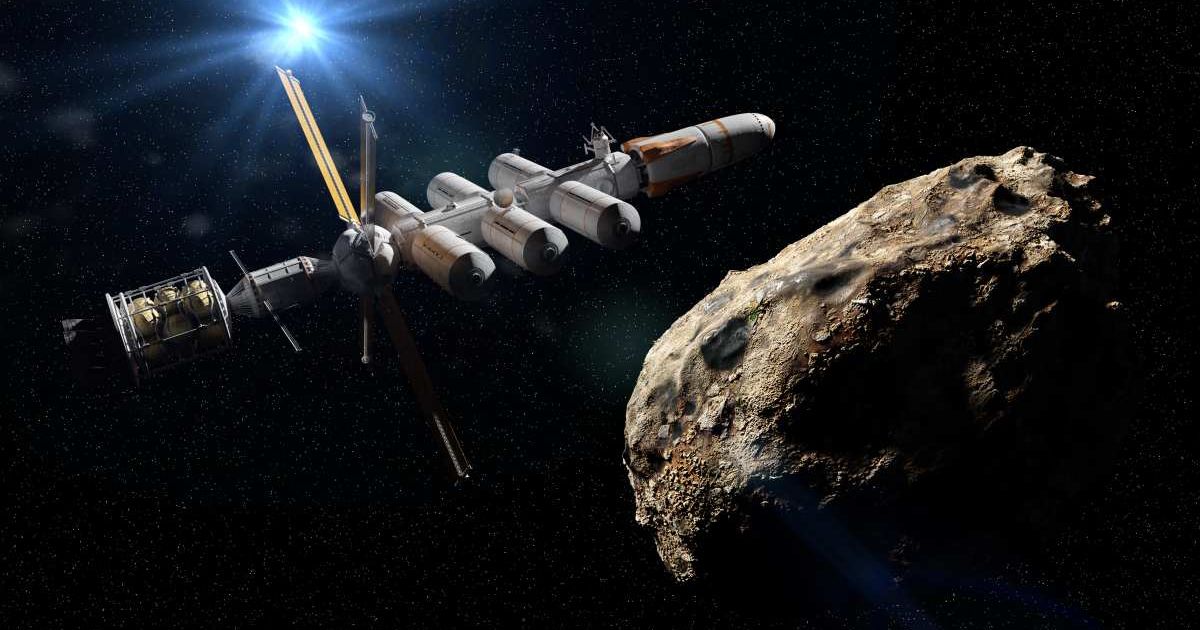 Spaceship approaching asteroid, dwarf planet mission, deep space exploration. (Representative Cover Image Source: Getty Images | Photo by dottedhippo)
