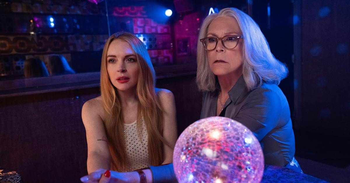 Lindsay Lohan and Jamie Lee Curtis in a still from 'Freakier Friday' (Cover image credit: Disney | Photo by Glen Wilson)