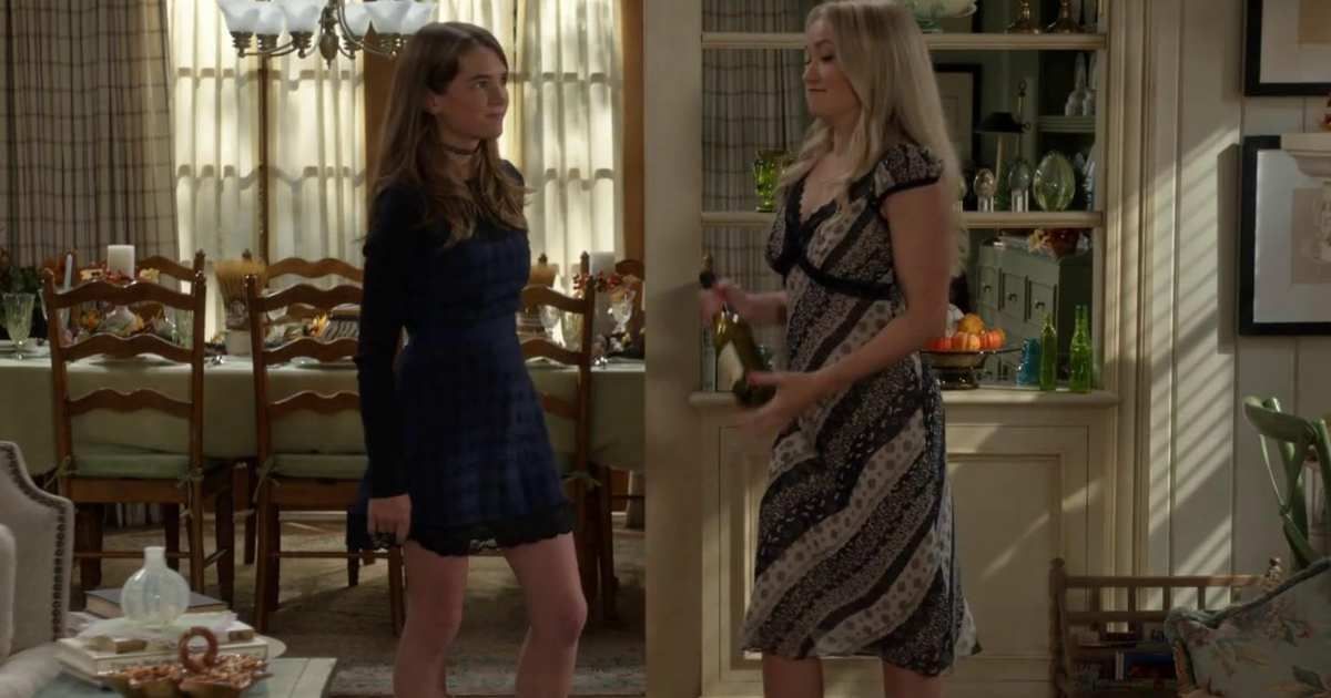 Emily Osment and Raegan Revord in a still from 'Georgie & Mandy's First Marriage' (Cover image credit: CBS)