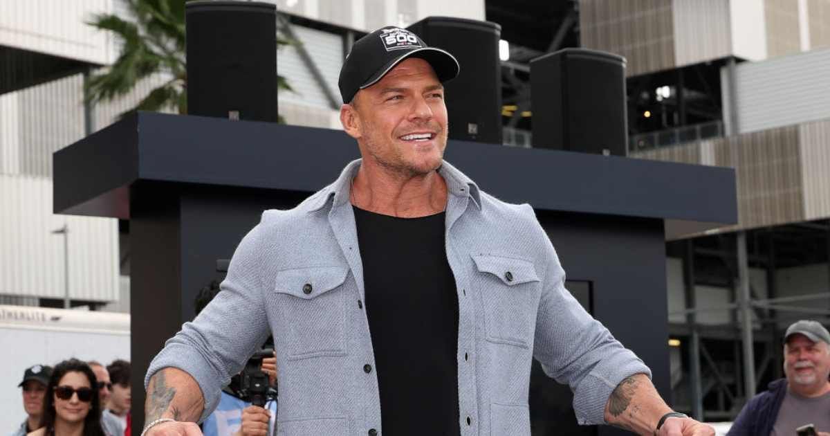 Alan Ritchson attends the "Reacher" activation on the midway prior to the NASCAR Cup Series Daytona 500 at Daytona International Speedway on February 16, 2025 in Daytona Beach, Florida.(Photo by James Gilbert/Getty Images)