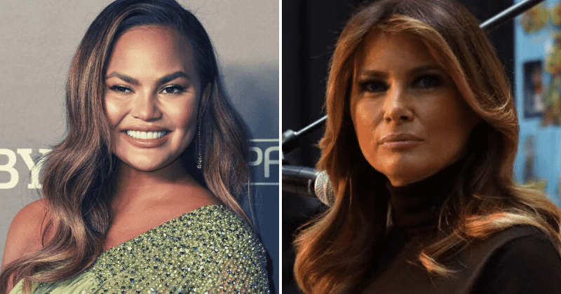 Chrissy Teigen left stunned as she realizes she looks just like Melania Trump in her new shag hairdo