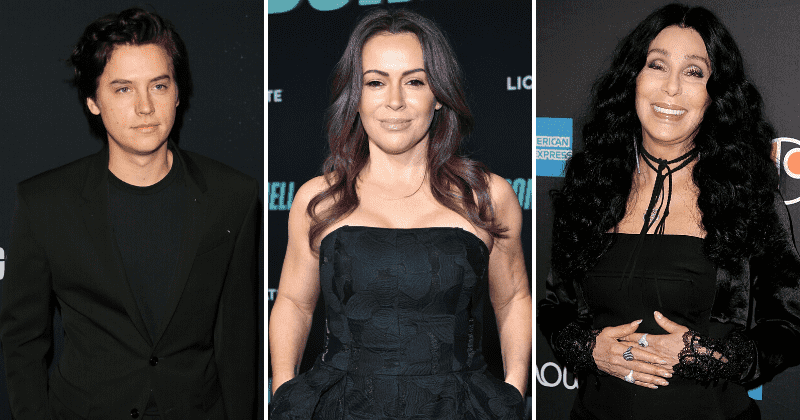 From L-R: Cole Sprouse, Alyssa Milano, and Cher (Getty Images) 