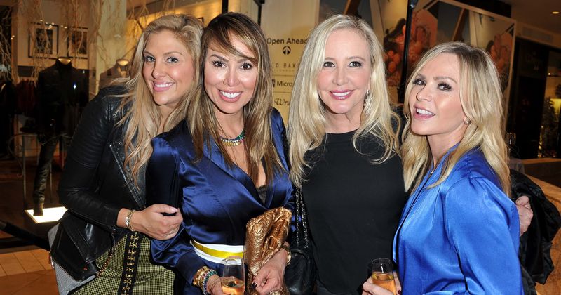 (L-R) Gina Kirschenheiter, Kelly Dodd, Shannon Beador and Tamra Judge at House of Sillage on November 1, 2018 in Costa Mesa, California. (Photo by Allen Berezovsky/Getty Images)