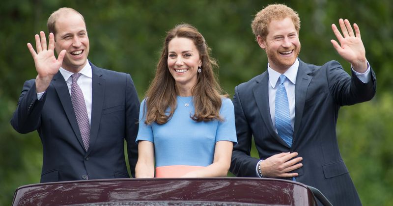 (L-R) Prince William, Duke of Cambridge, Catherine, Duchess of Cambridge and Prince Harry (Getty Images)