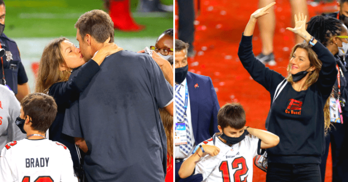 Gisele Bundchen sports Tom Brady's 'TB12' top, rocks minimal makeup look during  Buccaneers win at Super Bowl