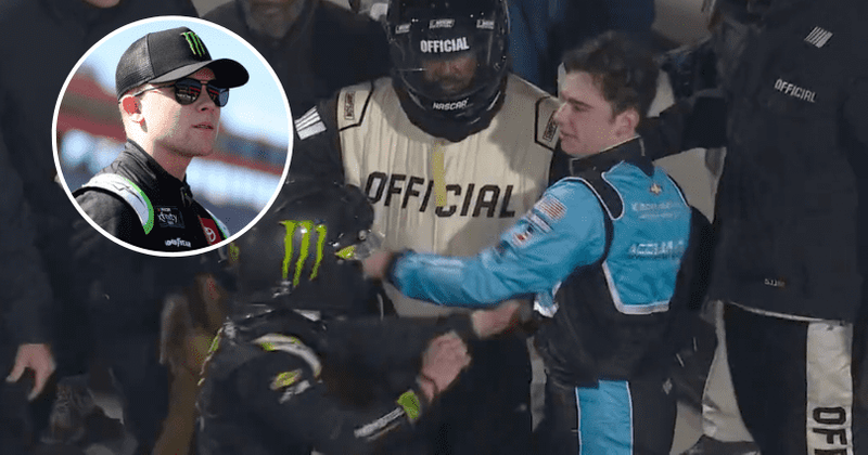 NASCAR brawl video: Ty Gibbs called 'entitled p***k' after punching Sam Mayer at NASCAR Xfinity