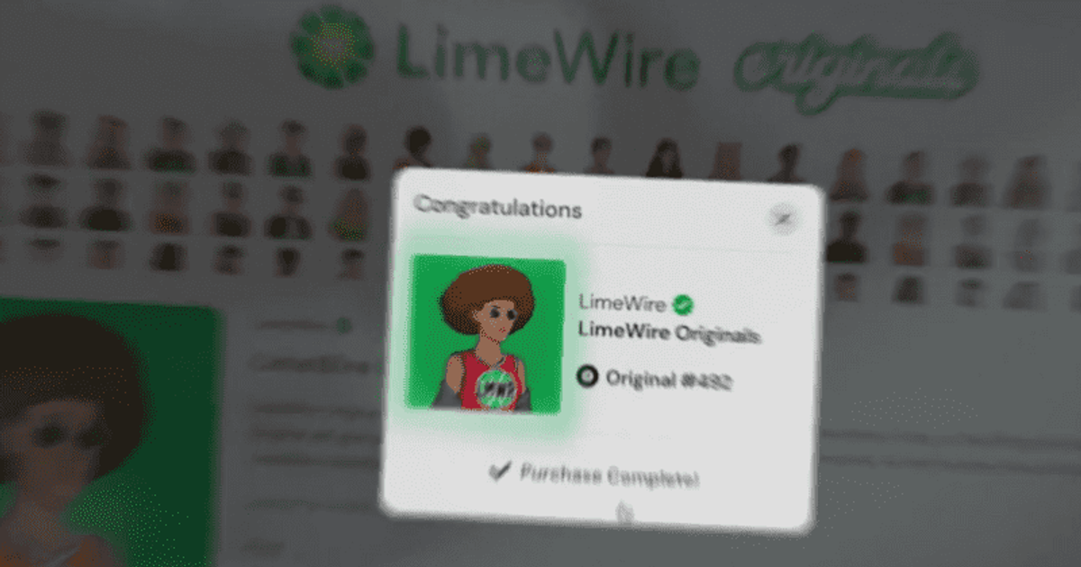 Former peer-to-peer file sharing service LimeWire has made a comeback as an NFT marketplace for art and entertainment (Twitter/@LimeWire)