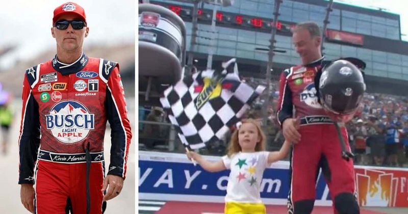 Kevin Harvick ends 65-race winless drought, wins Cup race at Michigan as daughter Piper steals show
