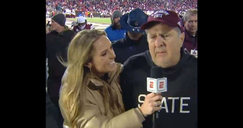 'You're watching the same game': Mike Leach's halftime interview goes viral, fans call him 'incredible'