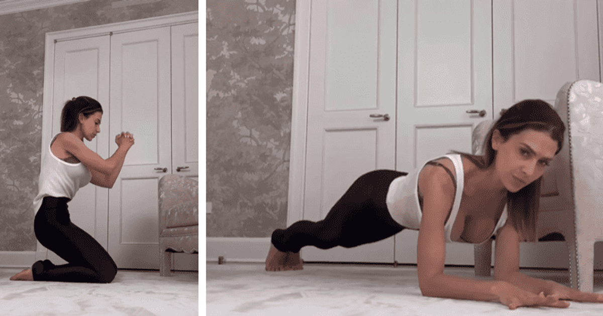 Hilaria Baldwin was mocked over a 'pelvic floor' workout video she posted on her Instagram (@hilariabaldwin/Instagram)