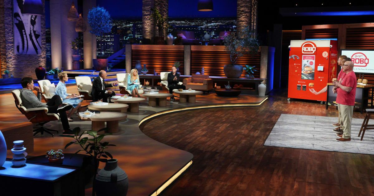 Dan Braido, Audley Wilson, and Andy Siegel to pitch their robotic hamburger vending machine company, RoboBurger in 'Shark Tank' Season 15 episode 21 (ABC/@ChristopherWillard)