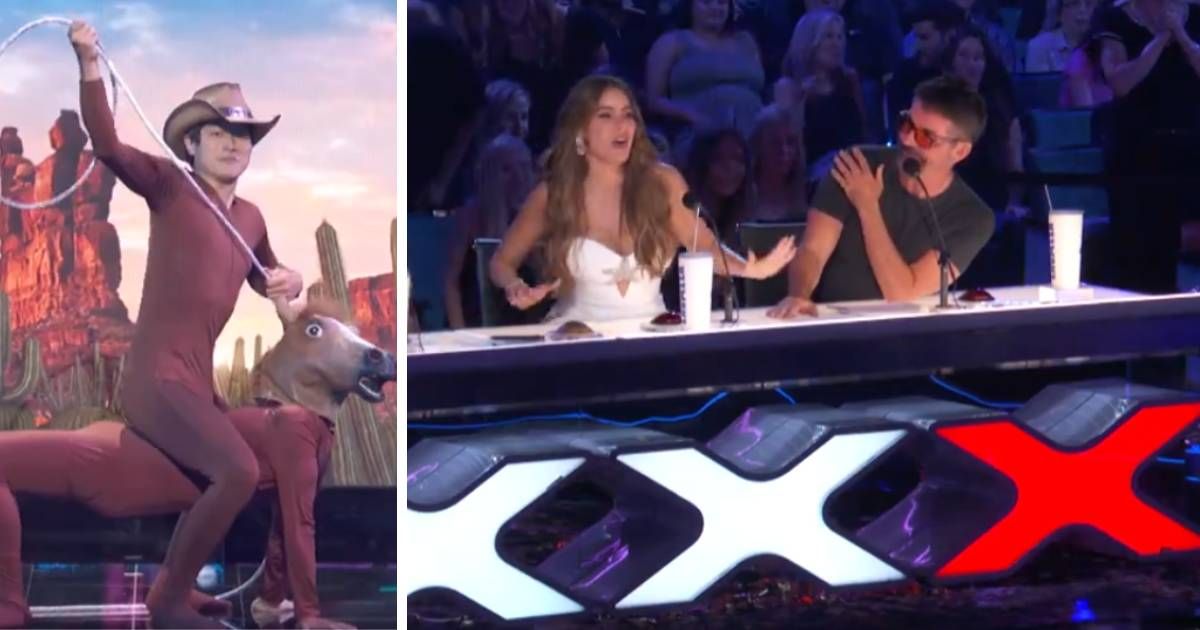 Simon Cowell buzzes Sofía Vergara's Golden Buzzer winner Schumacher in 'AGT' Season 19 Live Show (@nbc)
