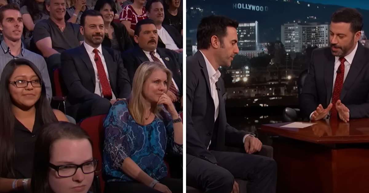 A screenshot of Sasha Baron Cohen and Jimmy Kimmel from an interview. (Cover Image Source: YouTube | Jimmy Kimmel Live)