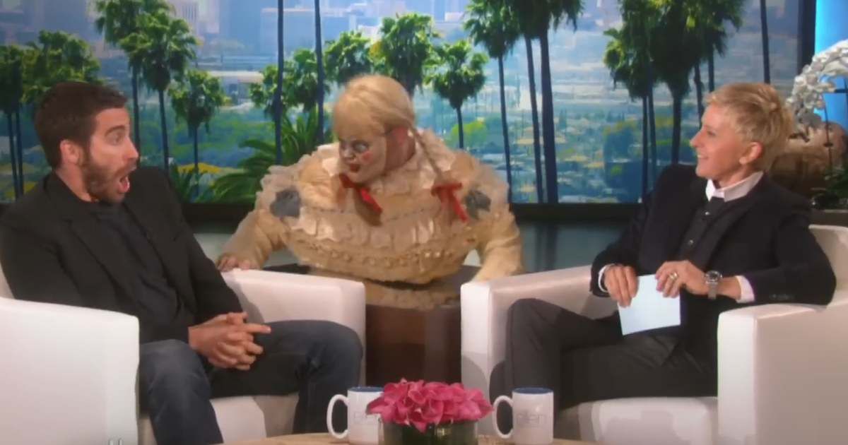 Jake Gyllenhaal loses it after a creepy doll scares him during Ellen interview: "Oh my god..."