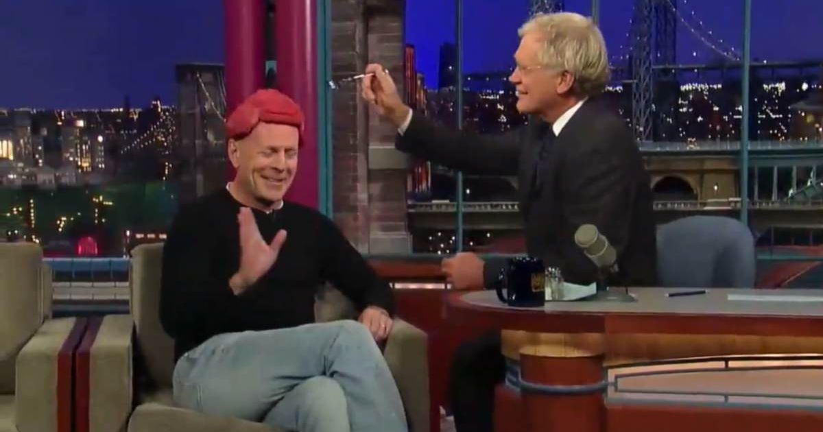 Bruce Willis once convinced David Letterman to eat raw meat off his head in disturbing TV moment