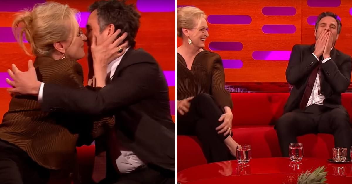 Meryl Streep gave Mark Ruffalo an unexpected kiss on live TV and we totally get his reaction