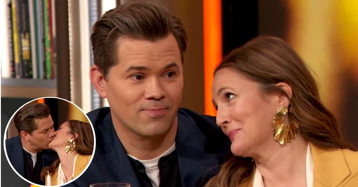 Drew Barrymore and Andrew Rannells reenacted a romantic movie scene — and it got really wild