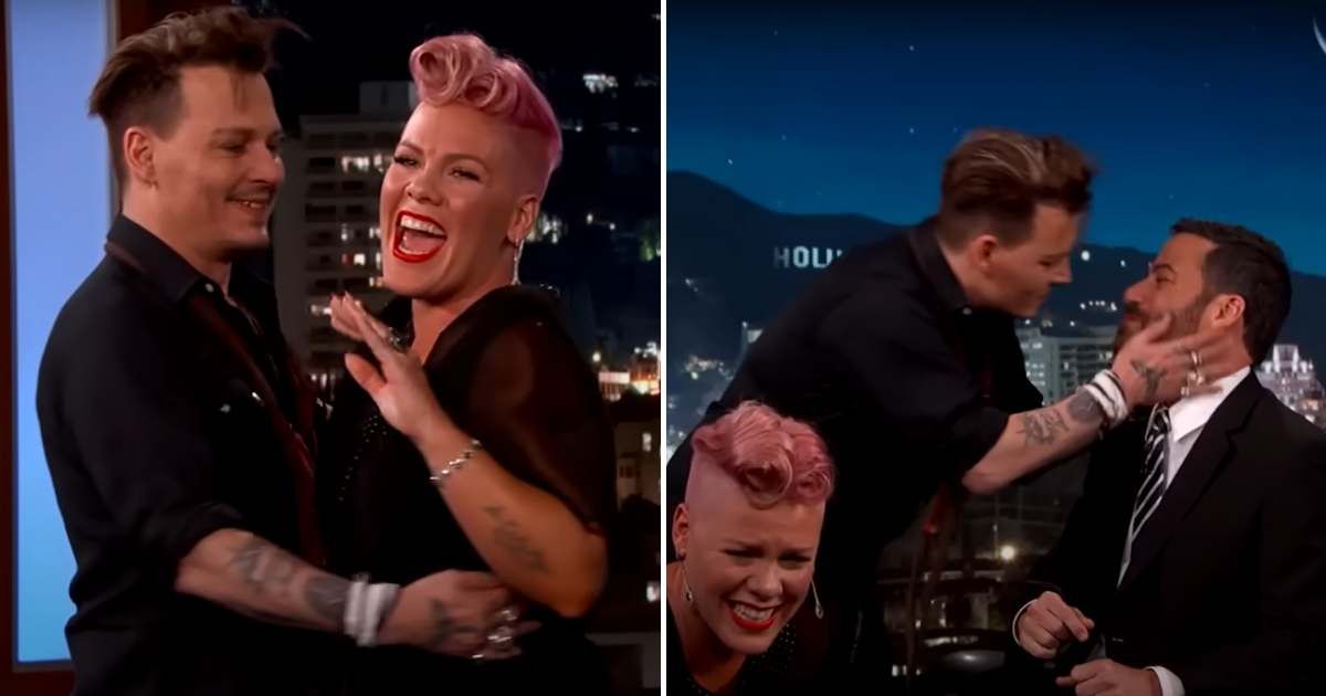Pink gets flustered after Kimmel surprises her with Johnny Depp on live TV: "I didn’t want to meet..."