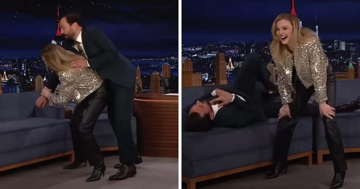 Chloë Grace Moretz casually throws Jimmy Fallon on a couch and we are seriously impressed