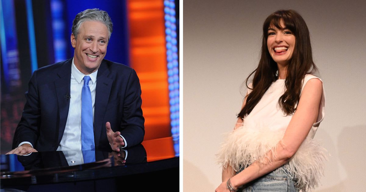 Anne Hathaway and Jon Stewart went totally off the rails as she tried to explain her movie's plot