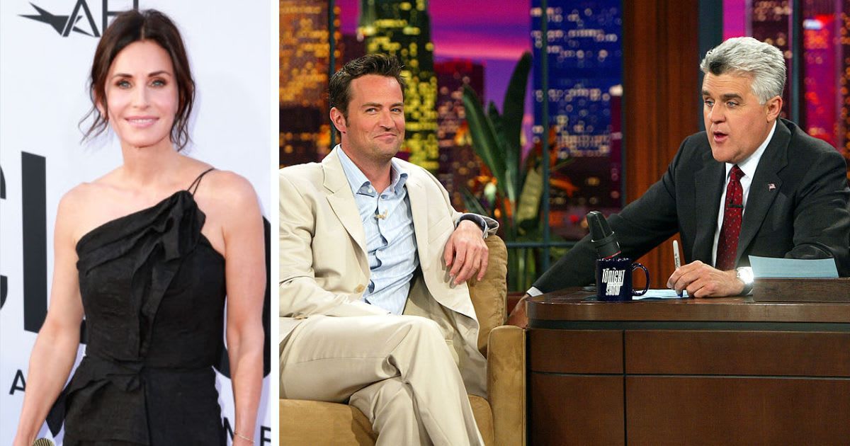 Courteney Cox surprised Matthew Perry with a kiss during Jay Leno interview: "Call me tonight..."