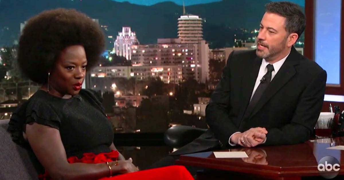 Viola Davis and Jimmy Kimmel in a screenshot from 'Jimmy Kimmel Live!' (Image Source: YouTube |  Jimmy Kimmel Live)
