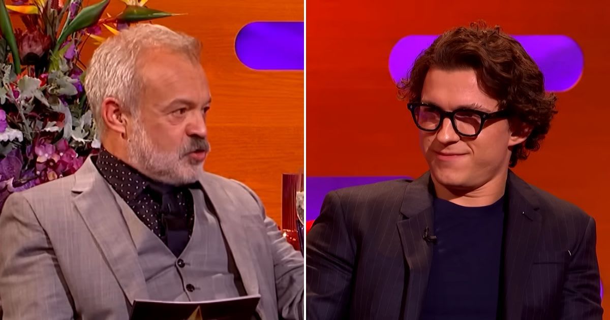 Tom Holland looked uncomfortable when Graham Norton confronted him with a strange photo