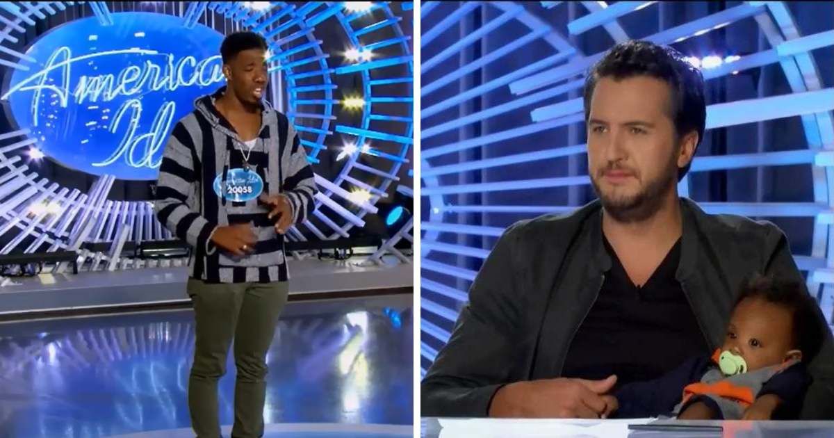 ‘American Idol’ judge Luke Bryan sweetly held a six-month-old baby while contestant sang on stage