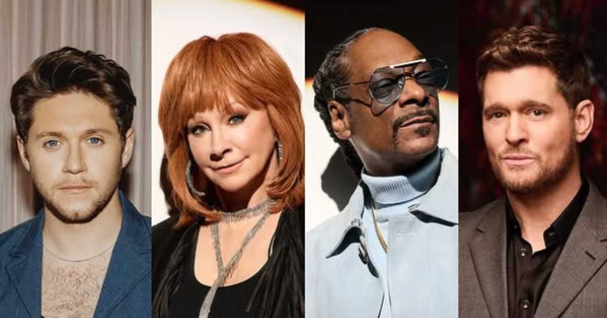 (L-R) Niall Horan, Reba McEntire, Snoop Dogg, and Michael Bublé as judges on 'The Voice' season 28. (Cover image source: Instagram | @nbcthevoice)