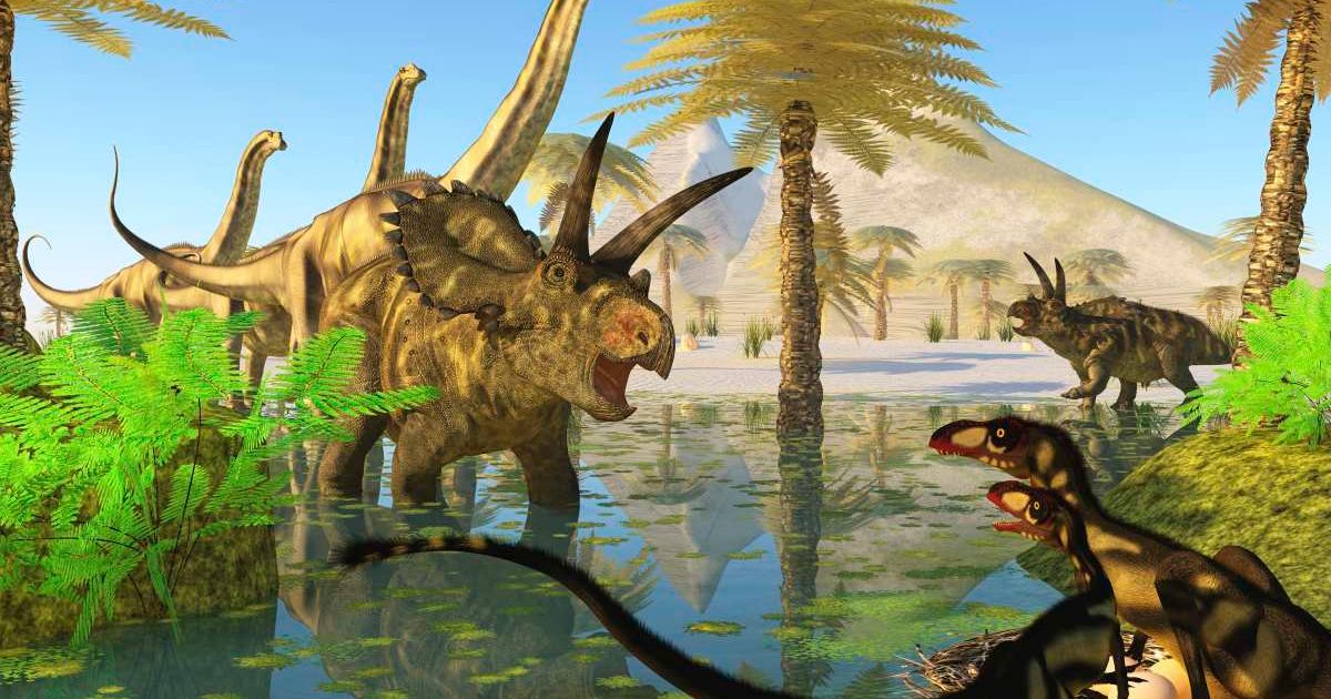 Two Dilong dinosaurs guard their nest when a Coahuilaceratops dinosaur comes over to investigate. (Representative Cover Image Source: Getty Images | Photo by 	Corey Ford/Stocktrek Images)