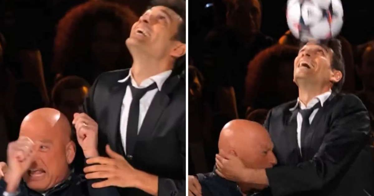 ‘AGT’ contestant juggles ball on his head while hugging Howie Mandel — then gets buzzed out in wild moment