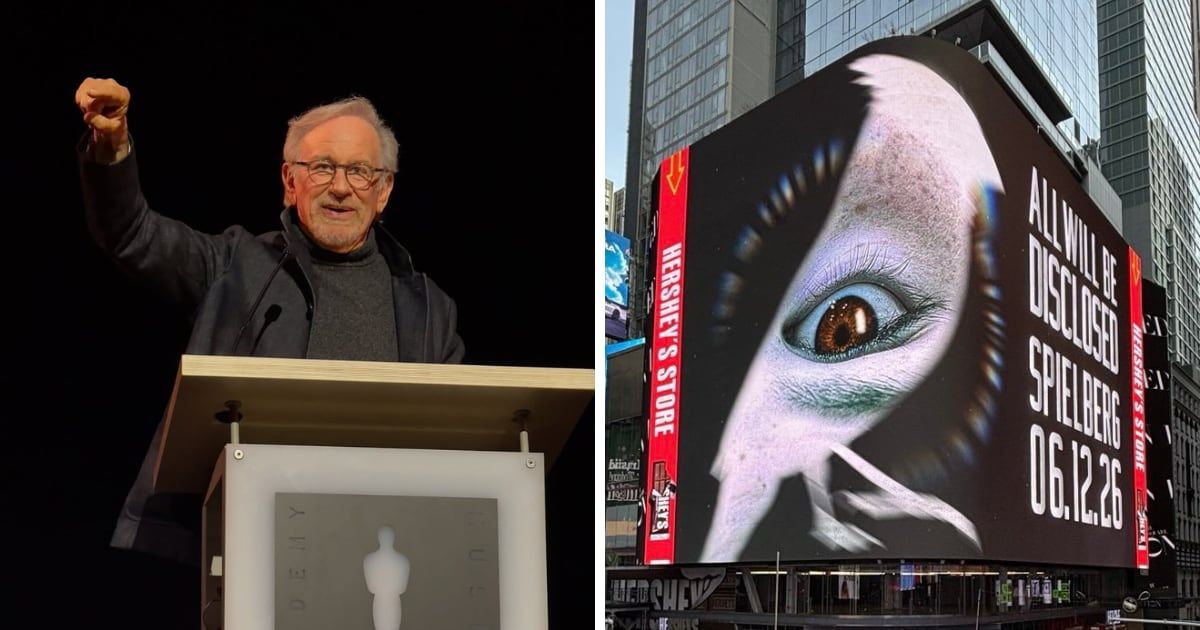 Steven Spielberg's hush-hush UFO movie gets Times Square debut with mysterious new poster
