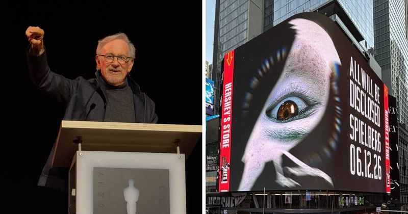 Steven Spielberg's hush-hush UFO movie gets Times Square debut with mysterious new poster
