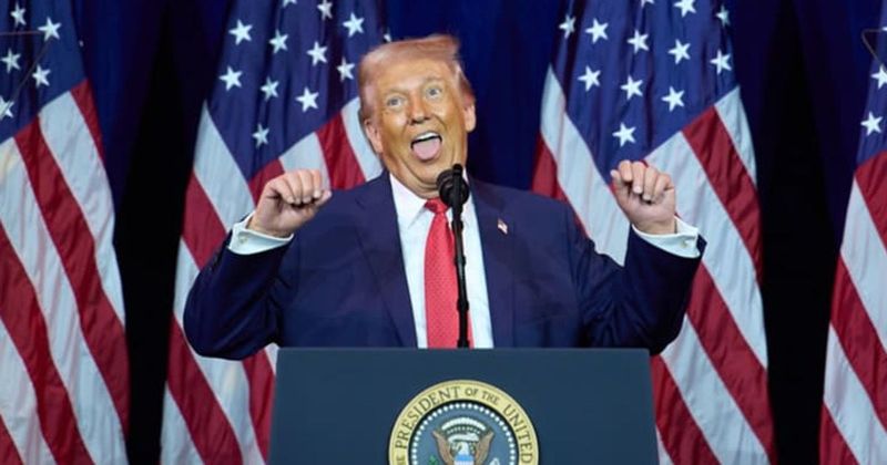 Trump’s transgender weightlifter impression captured in photo draws widespread online reaction