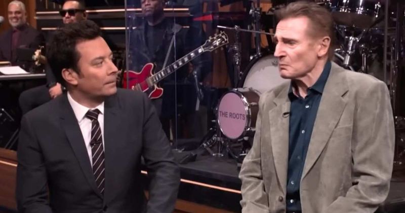 Liam Neeson goes full 'Real Housewives' in a scene-stealing 'RHOSLC' reenactment with Jimmy Fallon