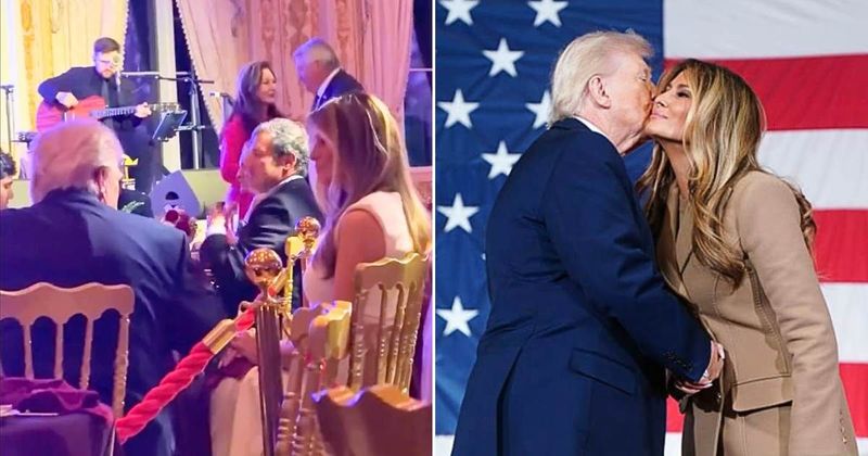 Donald and Melania Trump celebrate Valentine’s night at Mar-a-Lago to ‘Harvest Moon’
