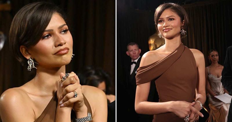 Zendaya seemingly pairs engagement ring with wedding band at Oscars amid secret marriage rumors