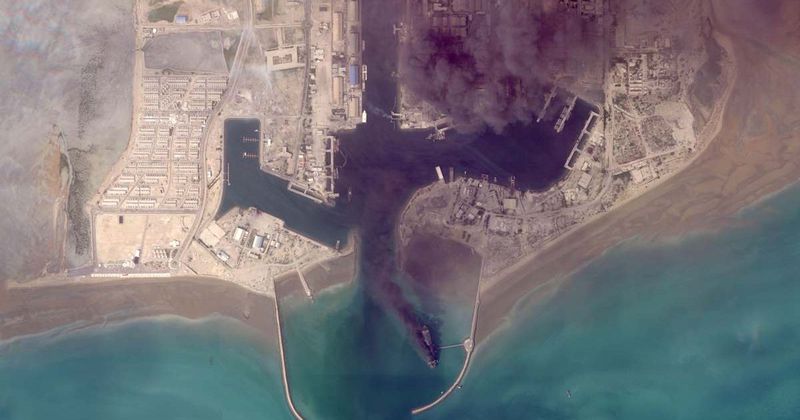 Satellite images show Iran war destruction as strikes leave ships ablaze and airports burning