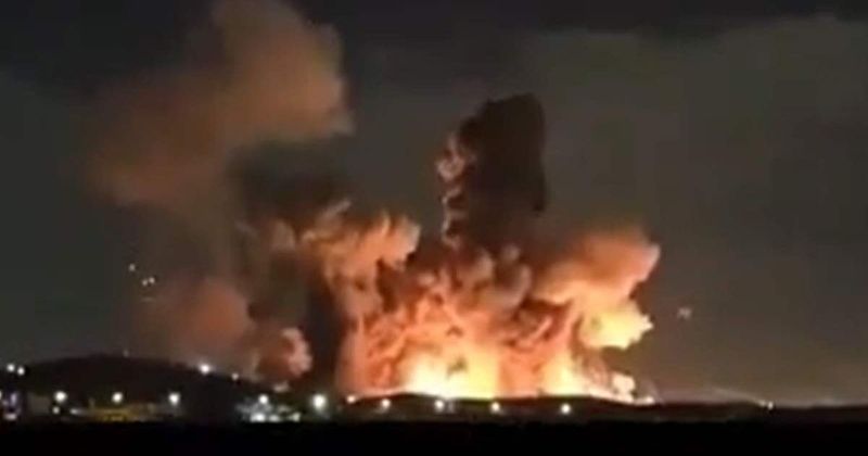 Massive blast lights up Iran’s night sky in video shared by Trump during military strike