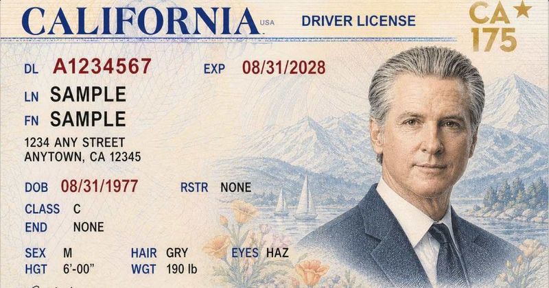 Newsom mocks Trump passport portrait with ‘very handsome’ California driver’s license 