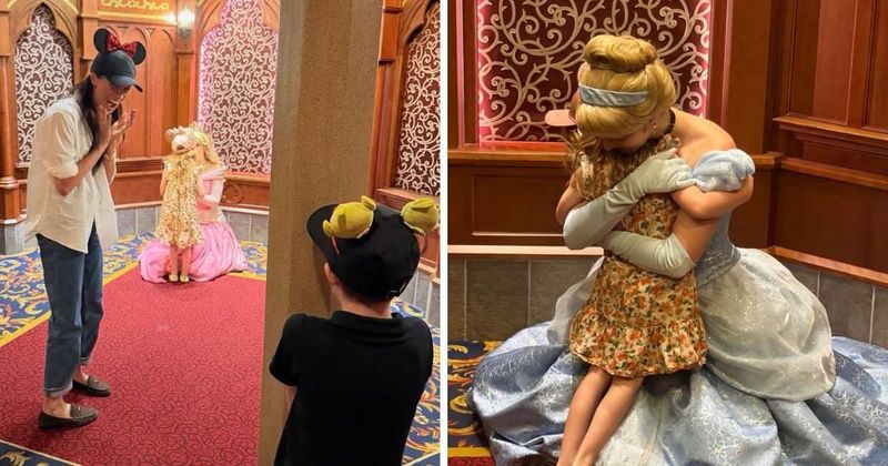 Princess Lilibet meets Cinderella as Meghan Markle and Doria Ragland pose with Mickey at Disneyland