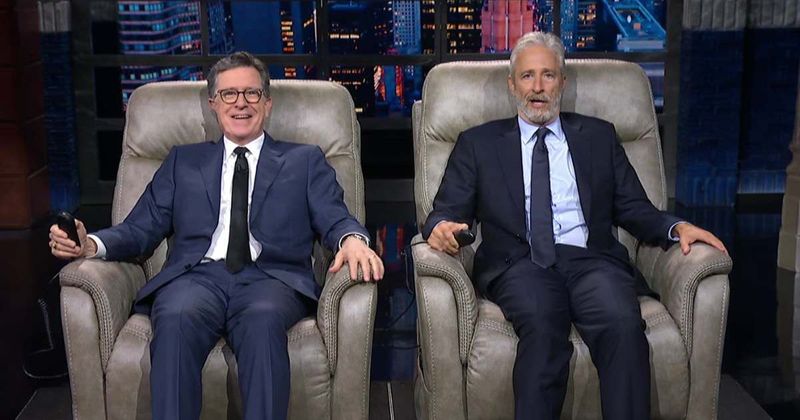 Jon Stewart honors Colbert’s final week on ‘The Late Show’: ‘Don’t confuse cancellation with failure’