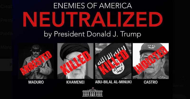 White House shares ‘enemies neutralized’ graphic featuring Maduro, Khamenei and Castro
