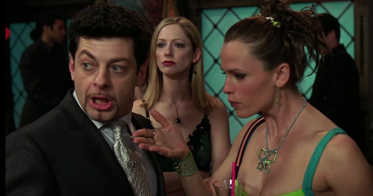 Jennifer Garner, Judy Greer, and Andy Serkis in a still from 13 Going on 30