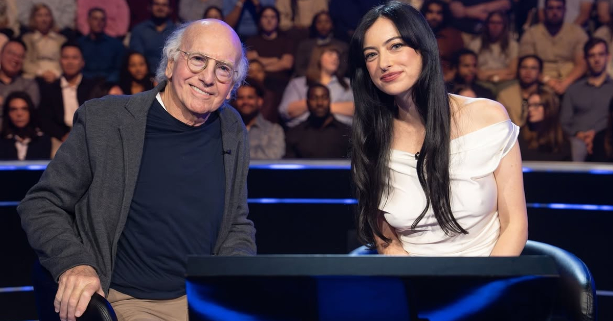 Larry David with Cazzie David in a still from 'Who Wants to Be a Millionaire' (Image Source: Instagram | @millionairetv)